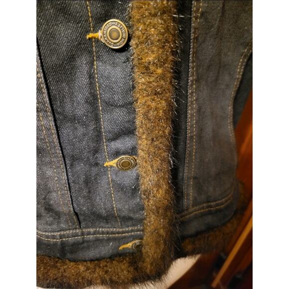 Women’s Jean Denim Vest Faux Fur Trim Collar Removable Size M - Picture 4 of 13